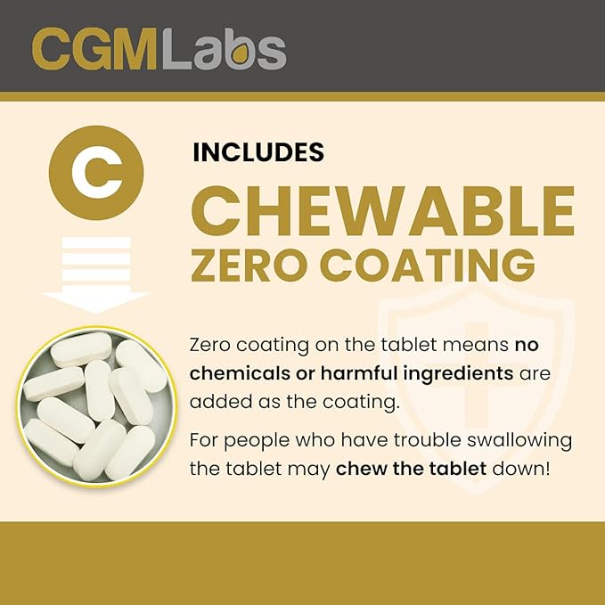 CGM Labs - Once A Day Albumin Complex - Whey Protein, Royal Jelly, Essential Amino Acids - 200 Chewable Tablets