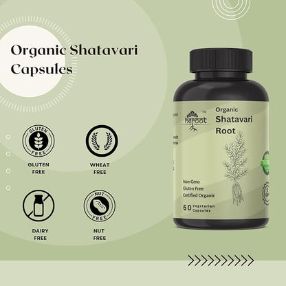 Organic Shatavari Root 500mg (Asparagus racemosus) Menstrual Cramp Relief, Menopause Support, and Women's Health | 120 Capsules | Hormonal Balance Support