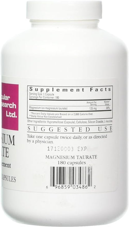 Cardiovascular Research Ecological Formulas Magnesium Taurate Capsule, 125 mg, 180 Count (EFMGT180)