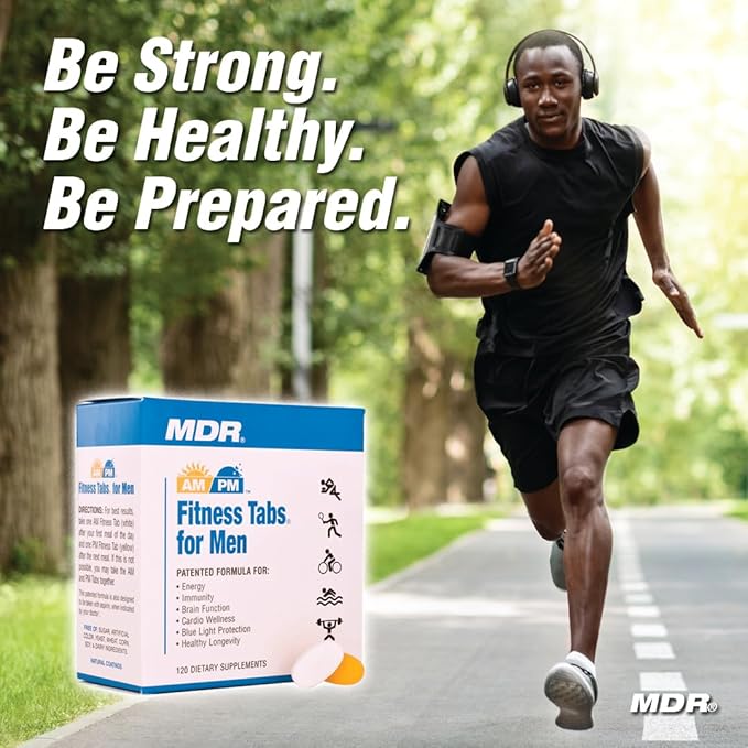 MDR Fitness Tabs Patented AM/PM Multivitamin for Men Doctor Formulated with Right Nutrients at The Right Time - Gluten Free - 2 Month Supply