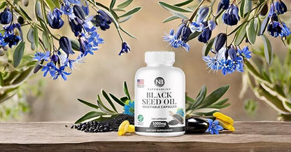 NaturoBliss Black Seed Oil - 150 Softgel Capsules Skin Health (Non-GMO & Vegan) Premium Cold-Pressed Nigella Sativa Producing Pure Black Cumin Seed Oil - 1000mg Per 2 Capsule Serving - 75 Servings