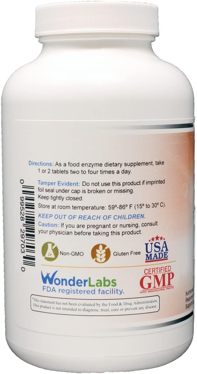 Proteolytic Enzymes | Bromelain Papain Pancreatin Trypsin 550 mg Total with Standardized Amylase, Lipase, and Protease, 300 Tablets