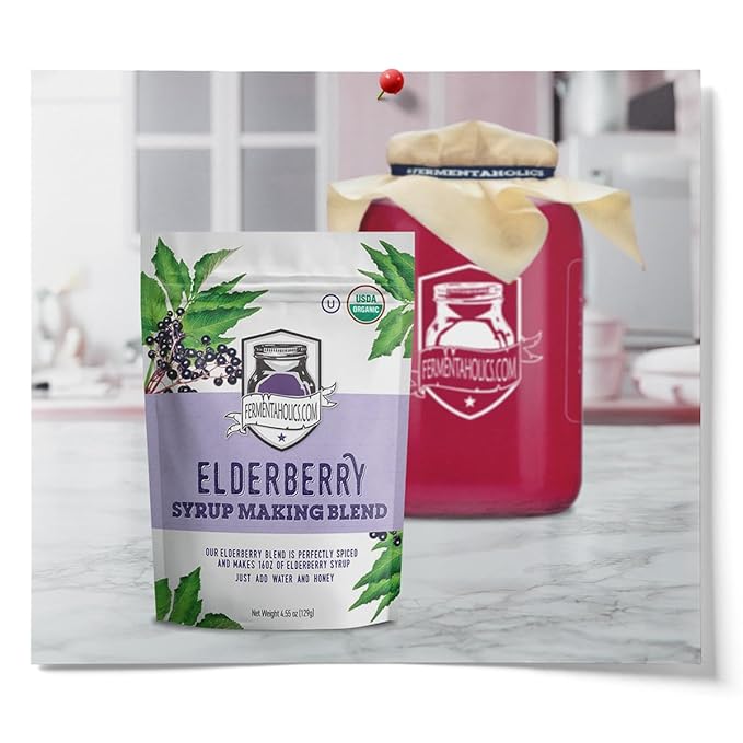 Fermentaholics | USDA Organic Dried Elderberry Syrup Making Blend - | Easily Make Your Own Elderberry Syrup or Tea! | All Natural Free of Chemicals |