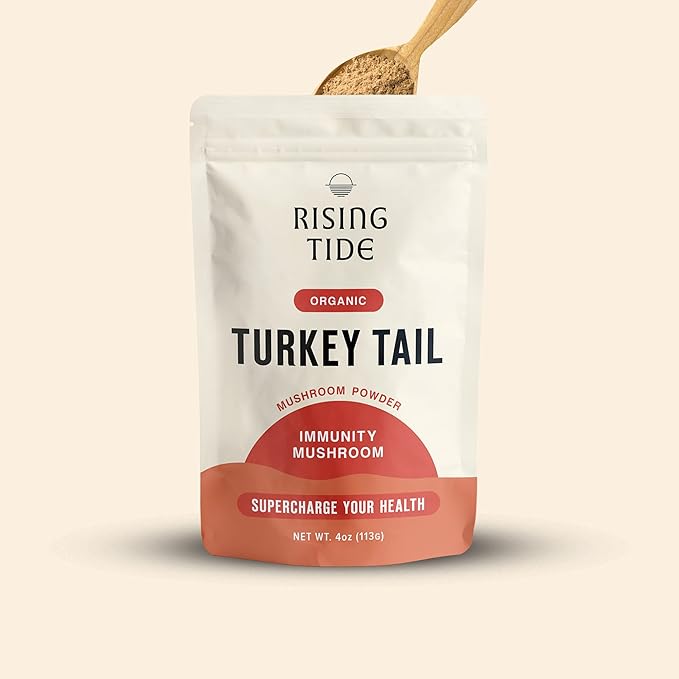 Rising Tide Turkey Tail Mushroom [4 OZ] Immunity Boosting Organic Mushroom Powder Packed with Prebiotics and Antioxidants - Nourishing, Highly Concentrated Mushroom Supplement - Vegan