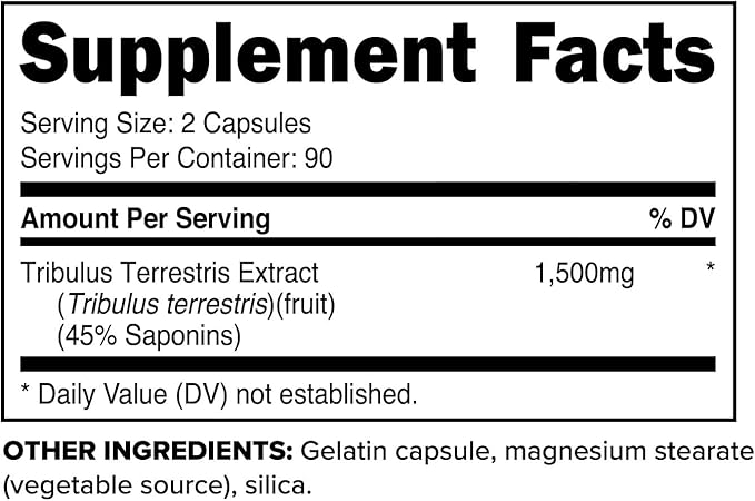 Primaforce Tribulus Terrestris Extract Capsules (180 Capsules) - 90 Servings / 1,500mg Tribulus Per Serving, Herbal Tribulus Supplement for Men and Women