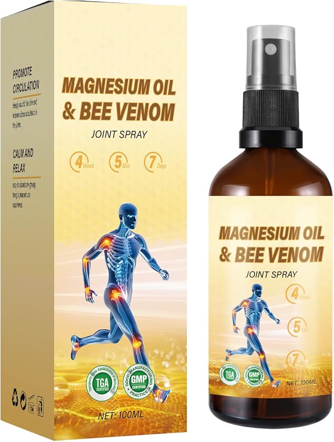 Magnesium Joint Spray, Magnesium Oil Bee Venom Joint Spray, for Relaxing and Joint Repair, Fast Absorbent, Non-Greasy (100ml/3.38oz) (1)