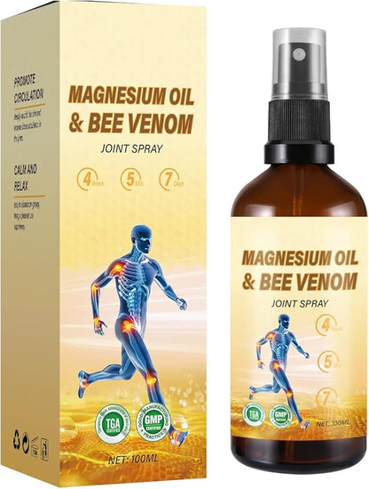 Magnesium Joint Spray, Magnesium Oil Bee Venom Joint Spray, for Relaxing and Joint Repair, Fast Absorbent, Non-Greasy (100ml/3.38oz) (1)