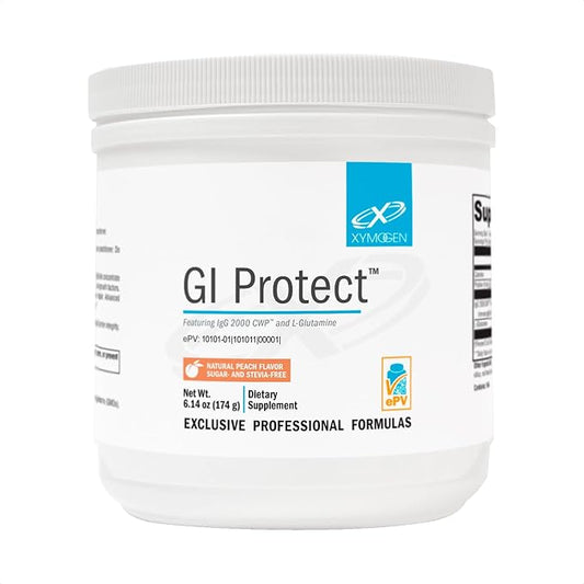 XYMOGEN GI Protect - IgG Immunoglobulin L-Glutamine Powder Supplement - Supports GI Lining + Gut Health, Cytokine Balance, Immune Health + Tissue Repair, Sugar & Stevia Free - Peach Flavor (6.14 oz)