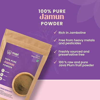MAPL Jamun Powder 200g – 100% Pure, Natural Jamun Fruit Powder, Ideal for Cooking, Baking, Smoothies, and Recipes. versatile ingredient for a variety of culinary uses (7.5 oz)