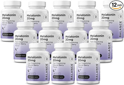 Balancebreens Melatonin 20mg Fast-Dissolve, 120 Tablets – Natural Sleep Aid for Restful Nights, Drug-Free Support for Relaxation and Tranquility