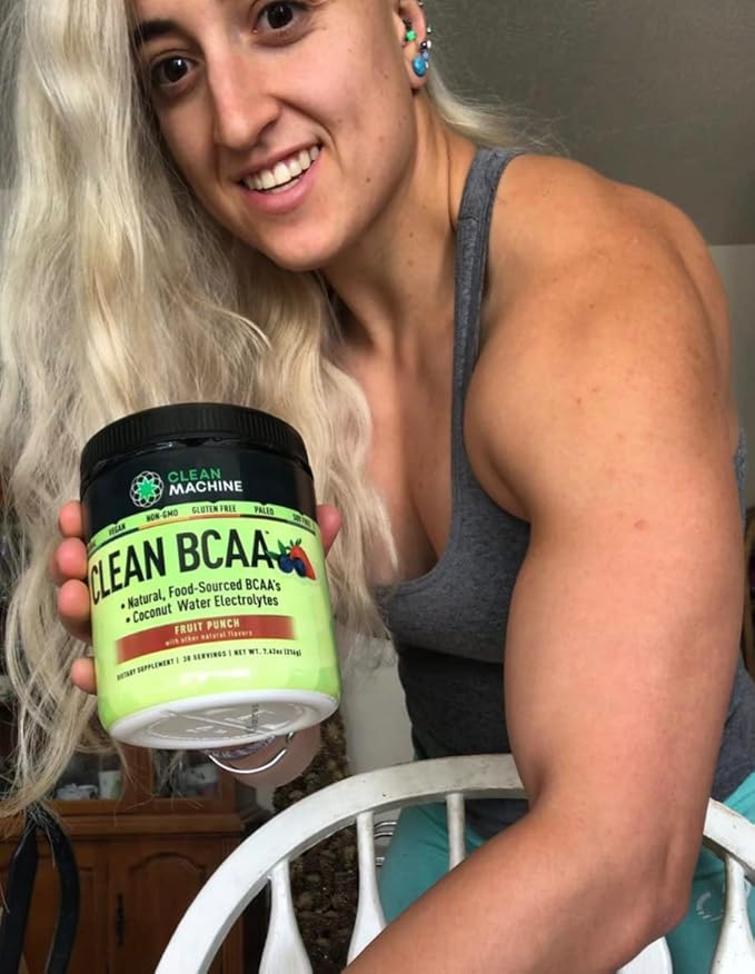 Clean BCAA - 2:1:1 Food Sourced BCAAs Powder & Coconut Water Electrolytes Recovery & Amino Energy Supplement - Award Winning Vegan Amino Acid Supplement - 30 Servings (30, Fruit Punch)