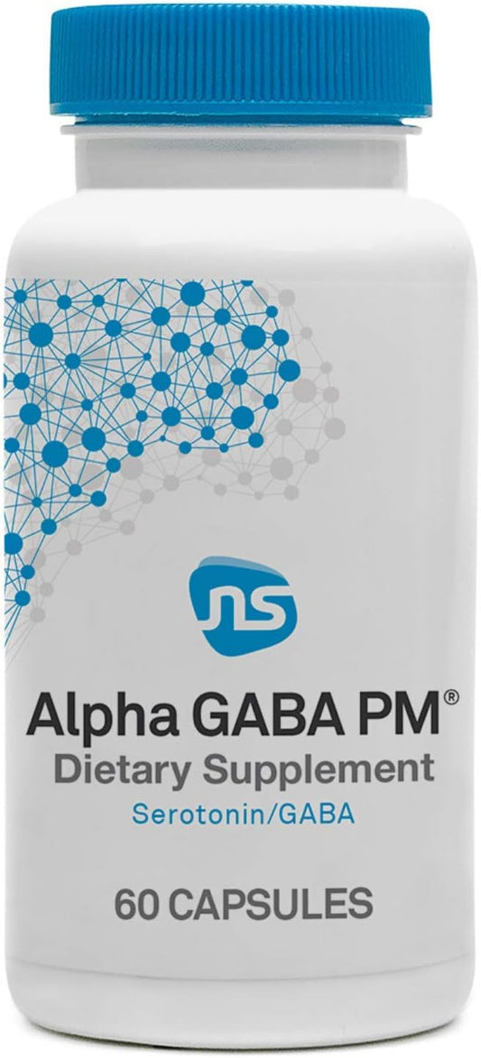 NeuroScience GABA PM Calm Sleep Aid for Adults - 400mg L Theanine Supplement with 5 HTP for Brain Support & Magnesium for Sleep - Soothe an Overactive Mind & Racing Thoughts (60 Capsules)
