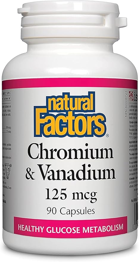 Natural Factors, Chromium & Vanadium 125 mcg, Supports Healthy Metabolism, 90 capsules