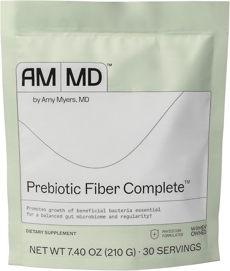 Amy Myers MD Prebiotic Fiber Powder for Gut Support - Perfect Gut Health Powder for Digestive System - Gluten Free, Egg Free, Non GMO, Keto - Mixes Well with Your Morning Coffee, 1 Month Supply