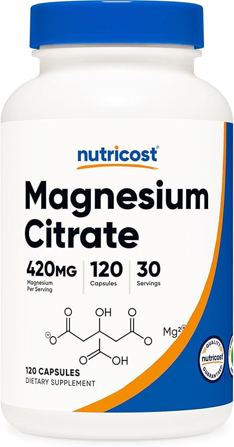 Nutricost Magnesium Citrate 420mg, 120 Veggie Capsules - 30 Servings, Gluten Free, Non-GMO Supplement