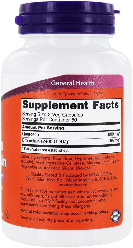 NOW Foods - Quercetin with Bromelain - 120 Vegetable Capsule(s)