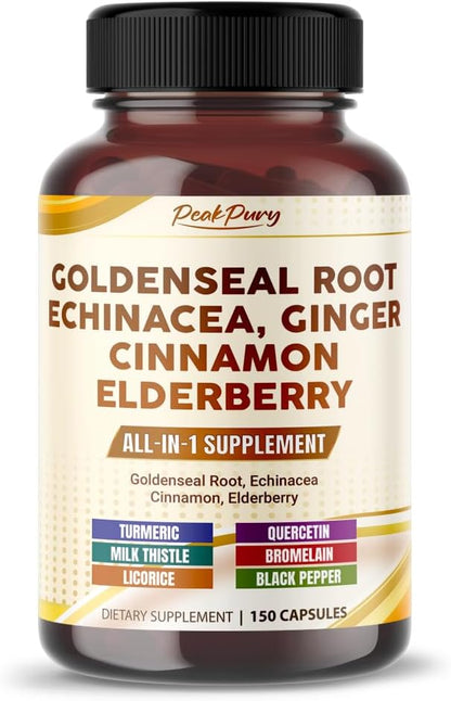 Goldenseal Root Echinacea Cinnamon Elderberry - All-in-1 Supplement - Made in USA