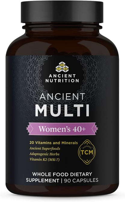 Ancient Nutrition Multivitamin for Women 40, Multi Vitamin and Immune Support with Vitamin D & C, 20 Vitamins and Minerals, Stress and Sleep Support, Supports Bone and Blood Health, 90 Capsules