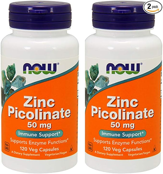 NOW Foods Zinc Picolinate 50mg,120 Capsules (Pack of 2)