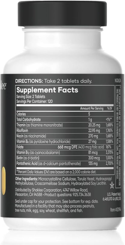 Shaklee - B-Complex- The Ultimate Energy Boost with Patented Bioactivated Absorption System™ - B Vitamins for Enhanced Well-Being - Supports Energy, Cardiovascular, and Brain Health - 240 Tablets