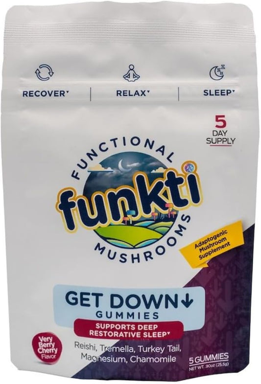 Sleep Mushroom Gummies, Sleep Mushroom Gummies, 1 Per Day - Max Strength w/Reishi, Tremella, Turkey Tail, Magnesium, Chamomile, Get Down Gummies, 5-PK