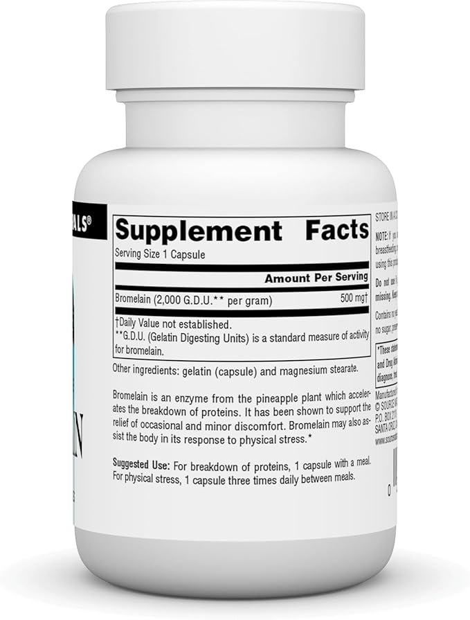 Source Naturals Pineapple Enzyme Bromelain - 2,000 GDU/GRAM - 500mg - 30 Capsules