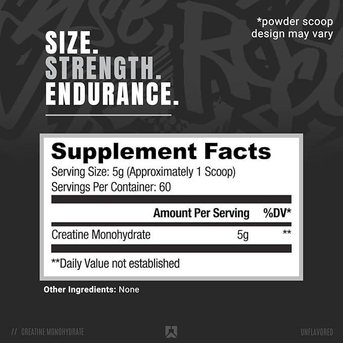 RYSE Creatine Monohydrate Powder - Unflavored - Supports Men & Women Lean Muscle Growth, Strength, Power, and Endurance - Helps Reduce Fatigue and Improve Workout Recovery - 60 Servings