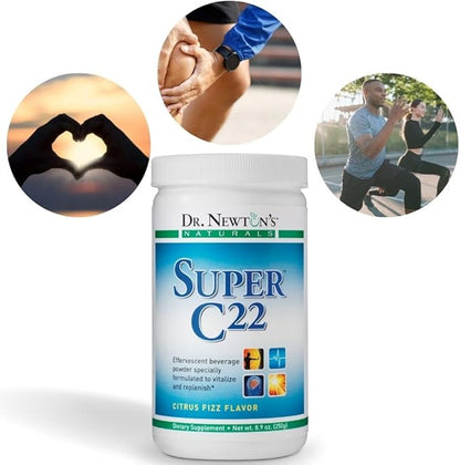 Dr. Newton’s Naturals Super C22 Effervescent Vitamin C Fizzy Powdered Drink Mix with 22 Natural Sources of Vitamin C – 1500mg -8.9 Ounce Can