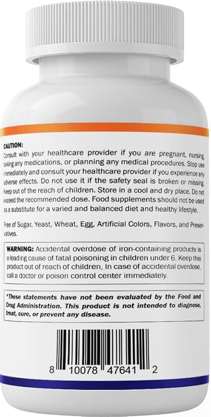 Vitamatic Carbonyl Iron 65 mg with Vitamin C – Gentle Iron Supplement for Energy & Immune Support – High Absorption – 120 Tablets