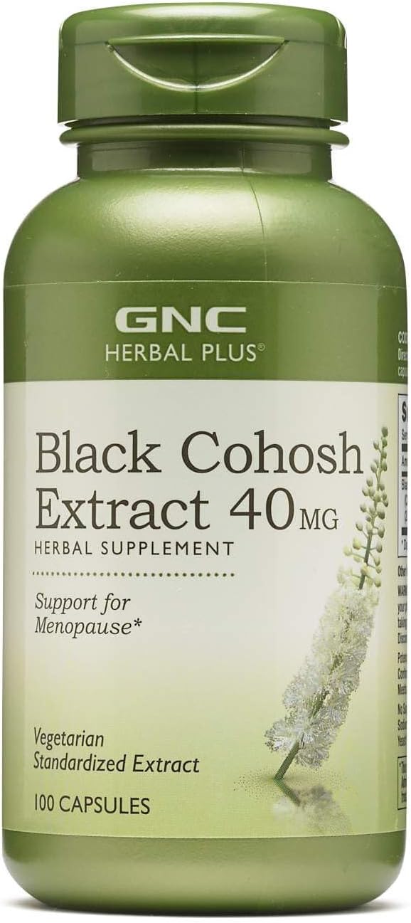 GNC Herbal Plus Black Cohosh Extract 40mg Supplement, Vegetarian, Support for Menopause, 100 Servings
