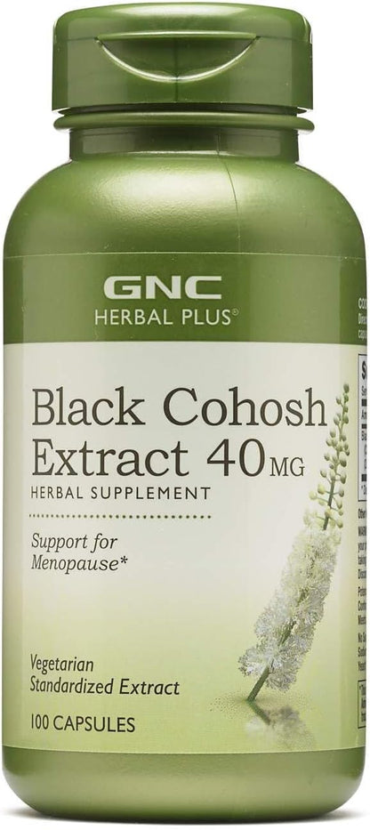 GNC Herbal Plus Black Cohosh Extract 40mg Supplement, Vegetarian, Support for Menopause, 100 Servings