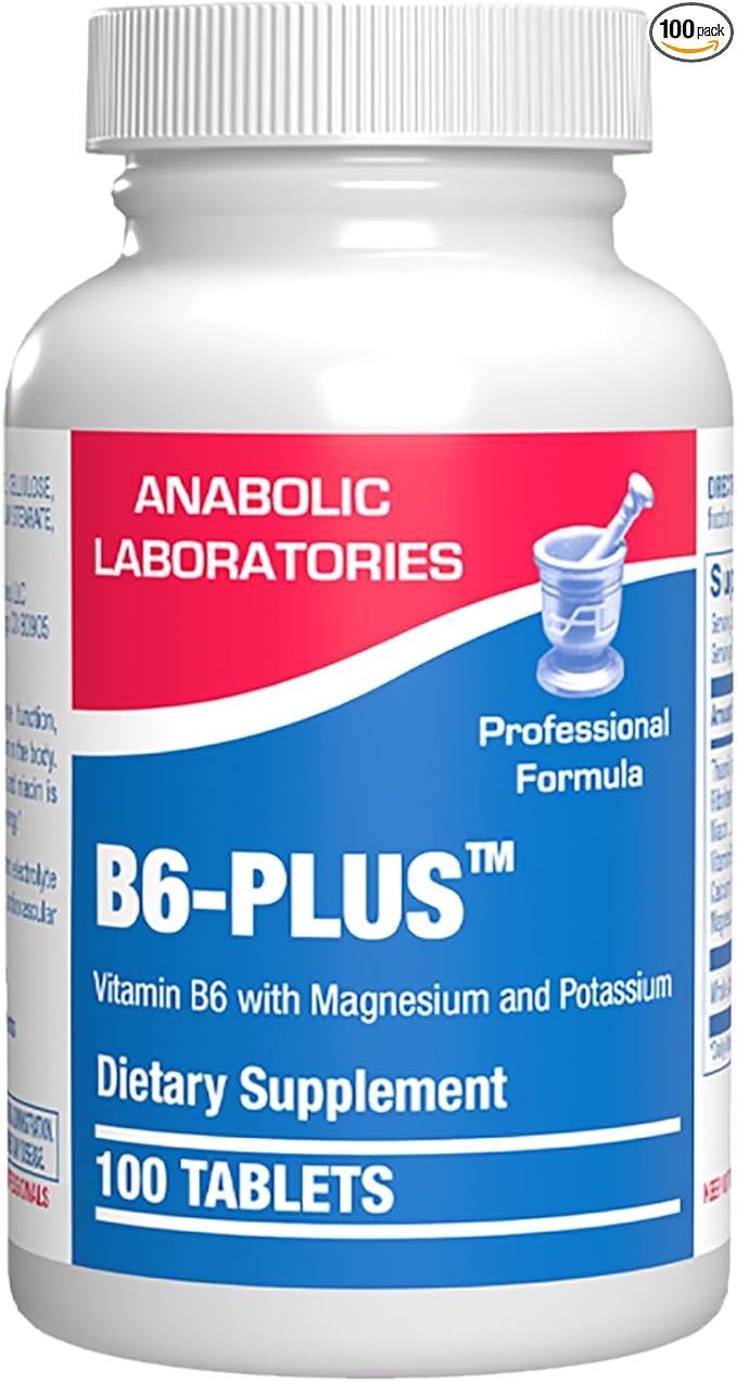 Calcium Magnesium B6 Supplement - Clinically Formulated Vitamin B6 50mg Complex for Energy Metabolism Krebs Cycle Heart Bone and Nerve Support with B1 B2 Niacin and Potassium (100 Servings)
