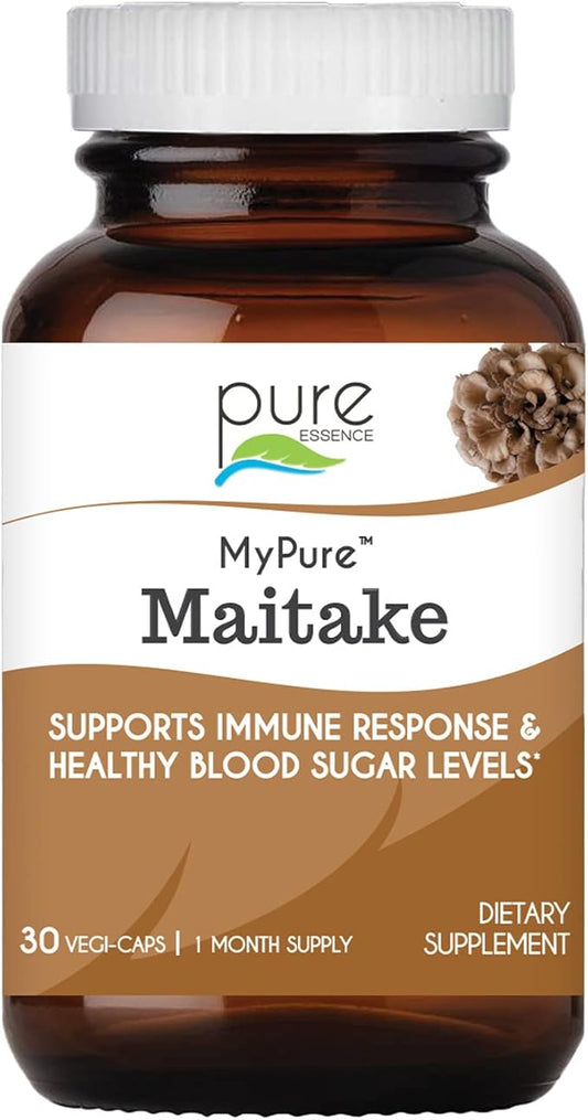 PURE ESSENCE LABS MyPure Maitake Mushrooms - Mushroom Powder Supplement for Immune System Support, Stress Relief, Build Energy, Strength Booster for Men & Women - 1 Month Supply