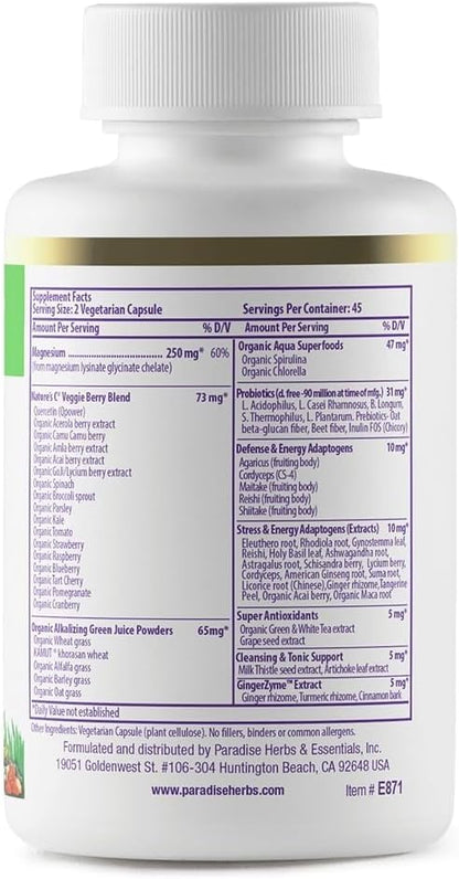 Paradise Herbs Earth's Blend Magnesium Supplement, Support Stress Relief, Sleep, Heart Health, Nerves, Muscles, Vegan, Non-GMO, Gluten Free, 90 Vegetarian Capsules