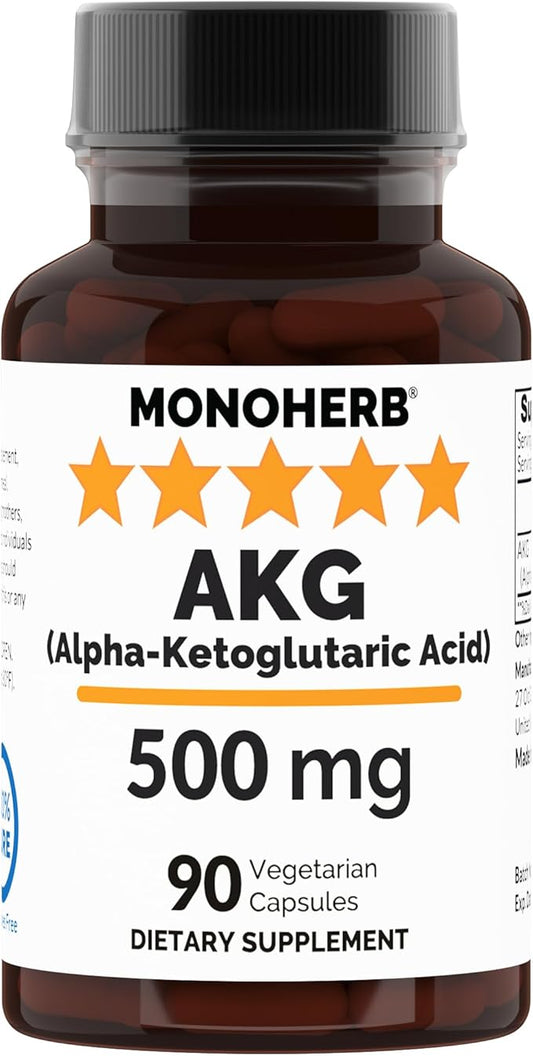 Alpha-Ketoglutaric Acid 500 mg per Capsule - 90 Vegetarian Capsules - AKG Supplement