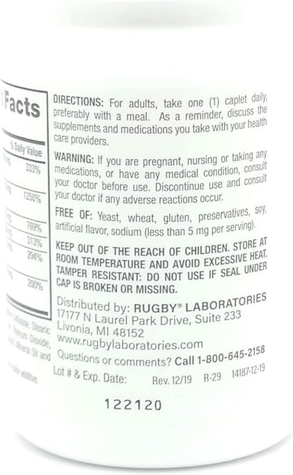 Rugby Vitamin B Complex with Vitamin C Vitamin Supplement 130 Caplets