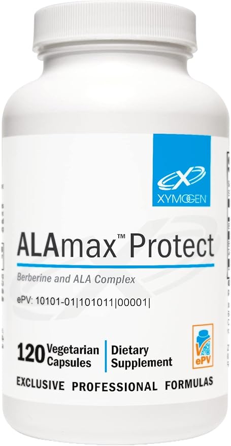 XYMOGEN ALAmax Protect - Berberine and ALA Supplement Complex - Alpha-Lipoic Acid with Berberine HCI + Biotin to Help Support Cardiometabolic Health (120 Capsules)