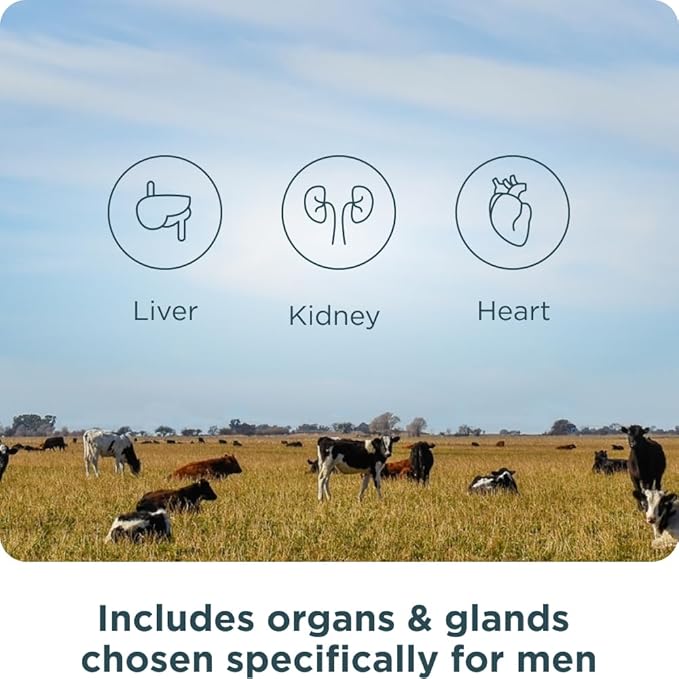 Ancient Nutrition Organ Supplements for Men, Once Daily Grass-Fed and Wild Organ Complex Capsules, Liver, Prostate, Pancreas Supports Male Performance, Healthy Aging, 30 Ct