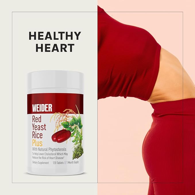 Weider Red Yeast Rice Plus 1200mg, with 850mg of Natural Phytosterols, Gluten Free, One Month Supply