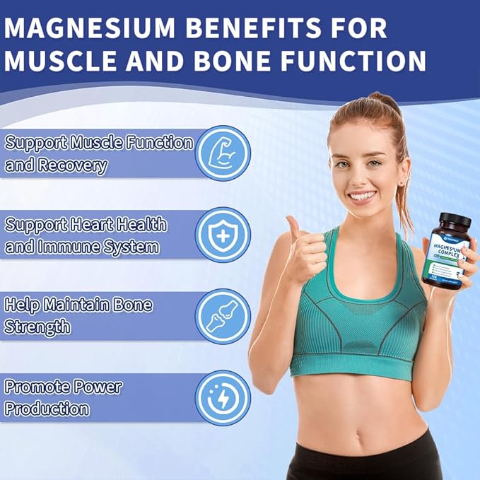 Magnesium Complex Supplement 120 Capsules of Magnesium Glycinate Malate Taurate Lactate Chelated and Purified Bone Heart Sleep Support 240 mg