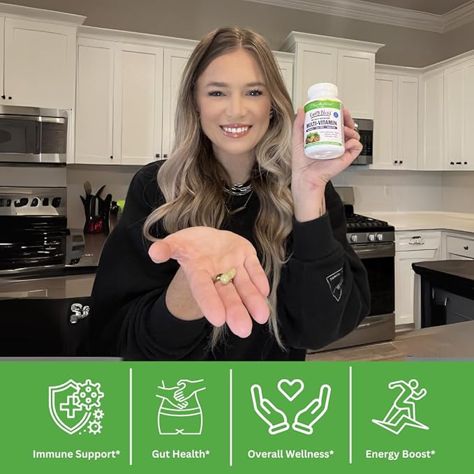 Paradise Herbs Earth's Blend Once Daily Multivitamin for Men, No Iron, 48 Organic Superfoods, Probiotics, and Vitamins A, B12, C, D, K2, 60 Count