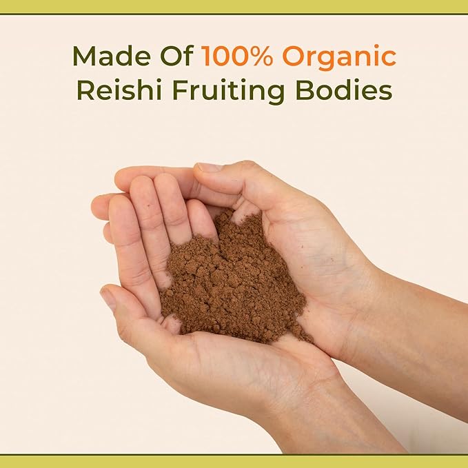 Naturealm Reishi Mushroom Powder Supplement - Organic Reishi Mushroom Extract Powder for Wellness & Cognitive Support - 60-Day Supply with Red Reishi Mushrooms