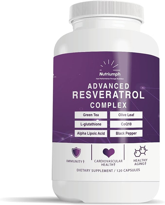 Advanced Resveratrol Complex – 1400mg Antioxidant Supplement with CoQ10, L-Glutathione, Alpha Lipoic Acid, Green Tea, Olive Leaf, and Black Pepper – 120 Vegan Capsules – Non-GMO, Made in USA