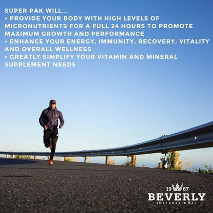 Beverly International Super Pak. 30 Packs. High-Potency Multivitamin, Daily Pack for Energy, Performance, Immune System Health. Custom-formulated for Athletes, Active Men and Women since 1970.