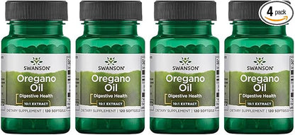Swanson Oregano Oil 10:1 Extract - Natural Supplement Promoting Digestive Health & Respiratory Support - Supports Gastrointestinal System & Urinary Tract Health - (120 Softgels, 150mg Each) (4 Pack)