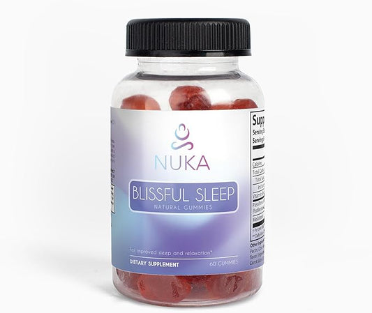 NUKA Blissful Sleep Gummies for Adults - Natural Sleep Aid with 2mg of Melatonin, Passiflora Extract & Vitaman B6 – Restful Sleep & Relaxation –Vegan & Gluten-Free- Passion Fruit 60 Gummies