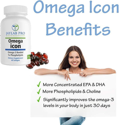 Omega Icon Antarctic Superba Boost Krill Oil Supplement– Phospholipid Bound Omega-3 Supplements, Astaxanthin, Supports Heart Health, 1000mg-100% Traceable from Sea to Shelf