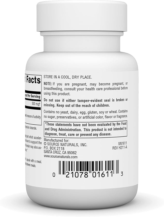 Source Naturals Pineapple Enzyme Bromelain - 2,000 GDU/GRAM - 500mg - 30 Capsules