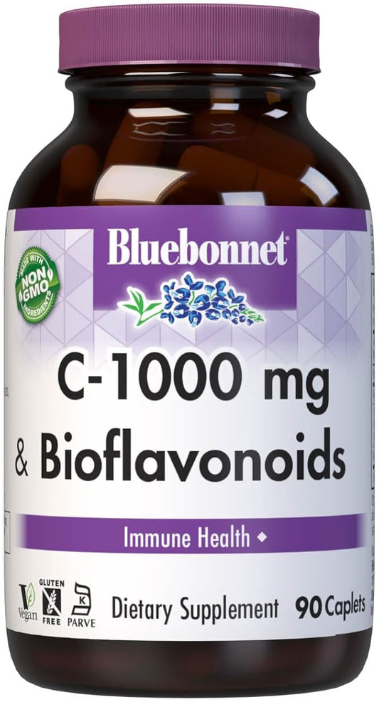 BlueBonnet Vitamin C 1000 mg Plus Bioflavonoids Caplets, 90 Count