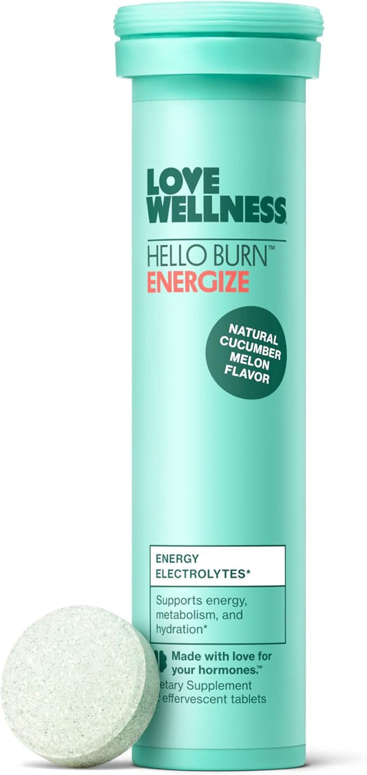 Love Wellness Hello Burn Energize | Electrolytes to Supports Healthy Metabolism | Sustained and Efficient Energy Source with B Vitamins | 12 Tablet